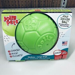 NEW JOLLY PETS Dog Toy Soccer Ball 6” for Medium to Large Dog Green Apple